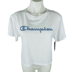 Champion Cropped Tee - NWT | Women Small | White Blue